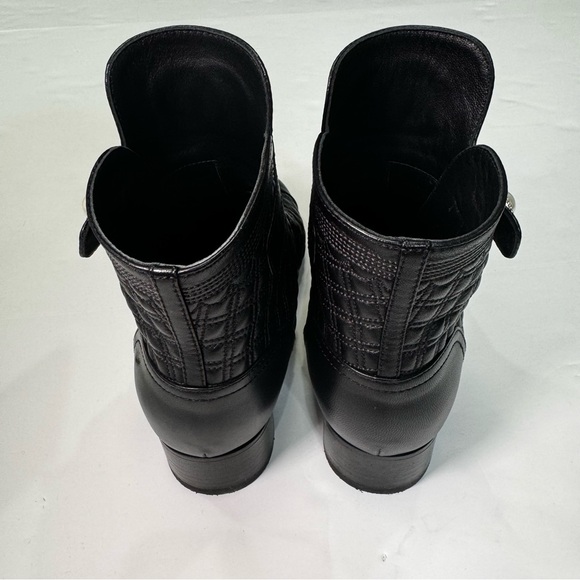 Interlocking CC Logo Leather Black Booties - Picture 8 of 10